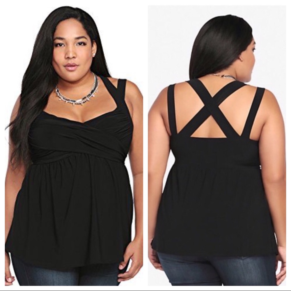 Torrid Black Crisscross Babydoll Top Size 5X